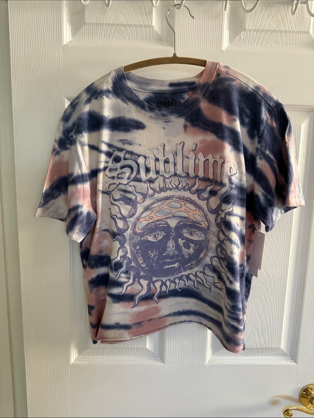Sublime Tie-Dye Sun Graphic Tee - Pink & Navy Size S